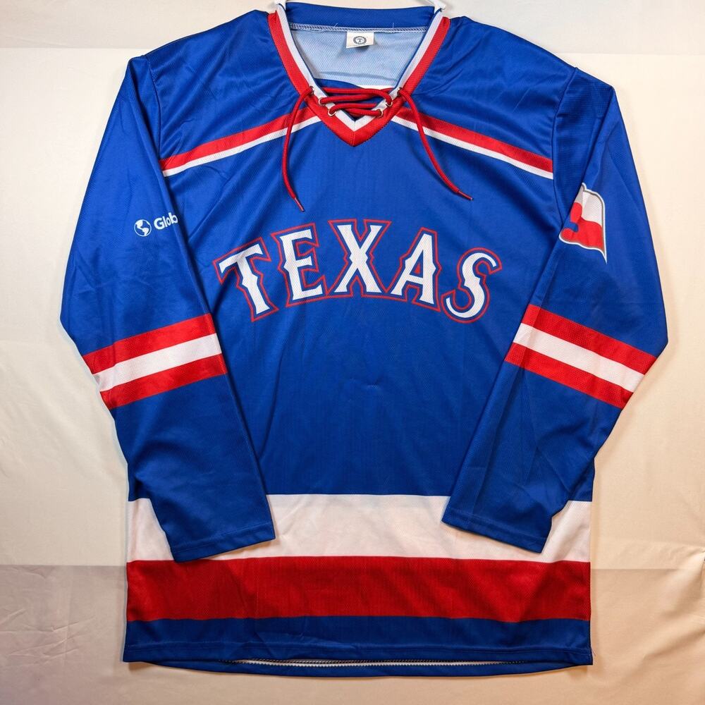 Texas Rangers MLB Hockey Style Jersey Blue Mens Size Medium
